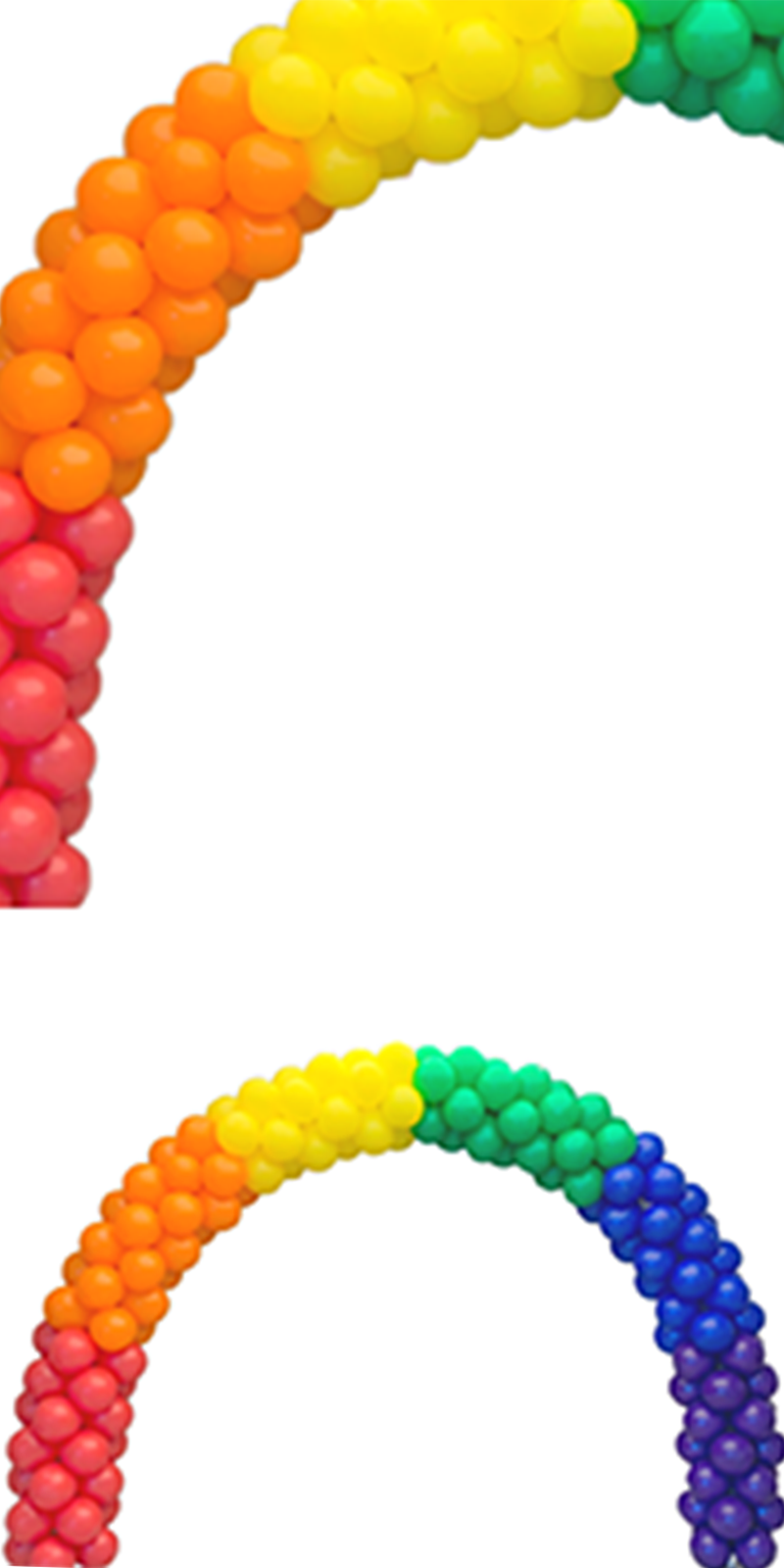 Rainbow balloon arch  Double string of pearls balloon arch